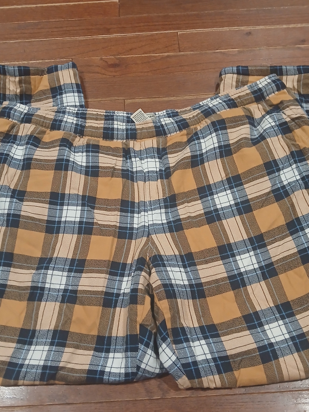 L.L. Bean Plaid Flannel Sherpa LinedPants in Navy, Mustard, White Sz XL 32in